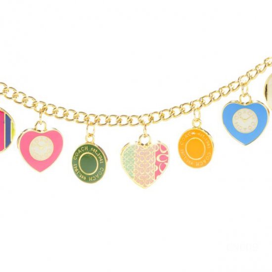 Coach Heart Circle Gold Necklaces CZA | Women